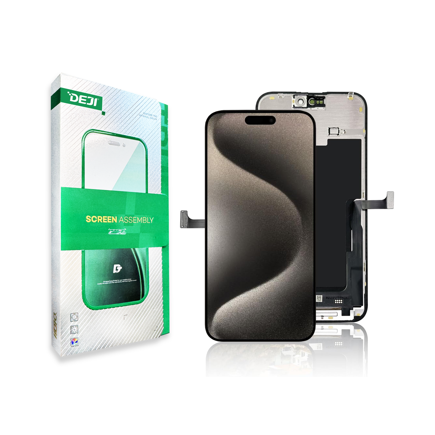 DEJI iPhone 15 Pro Max LCD Screen Replacement 6.7" – Full Display Assembly with Frame, Touch Screen Digitizer for A2849, A3105, A3106, A3108