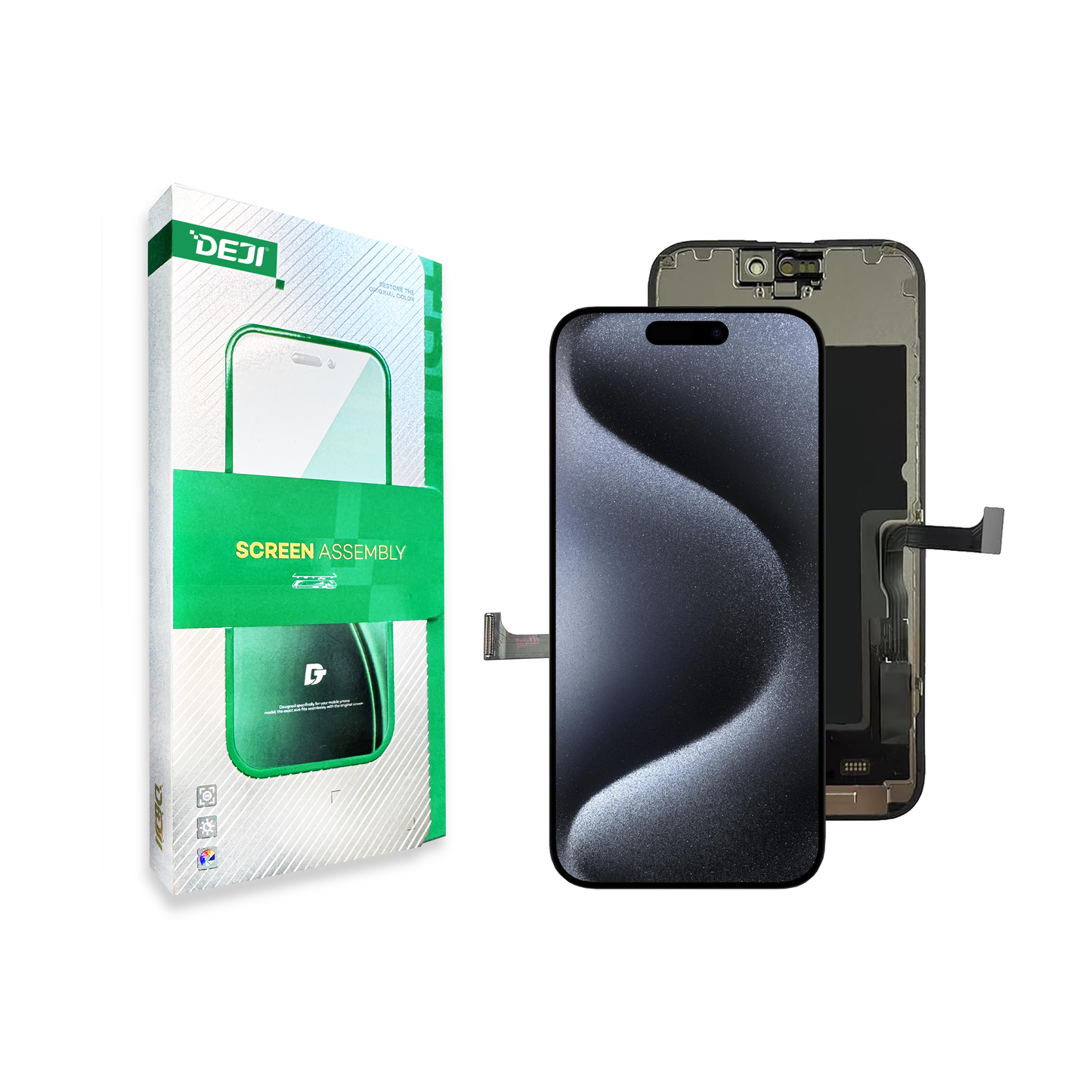 DEJI iPhone 15 Pro LCD Screen Replacement 6.1" – Full Display Assembly with Frame, Touch Screen Digitizer for A2848, A3101, A3102, A3104