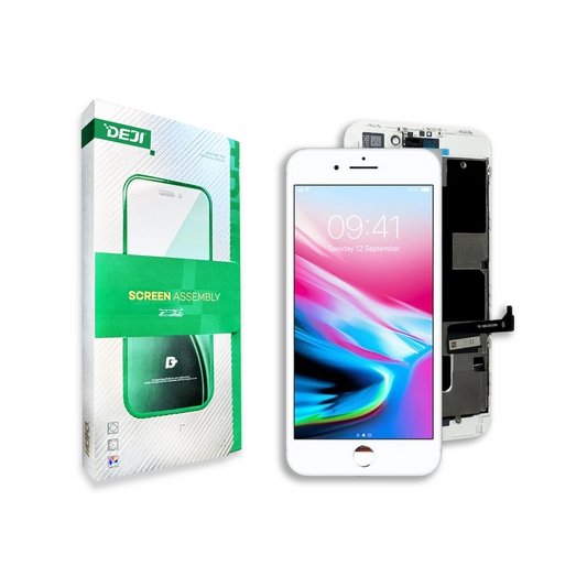 DEJI iPhone 8 Plus LCD Screen Replacement (White) 5.5" – Full Display Assembly with Frame, Touch Screen Digitizer for A1864, A1897, A1898