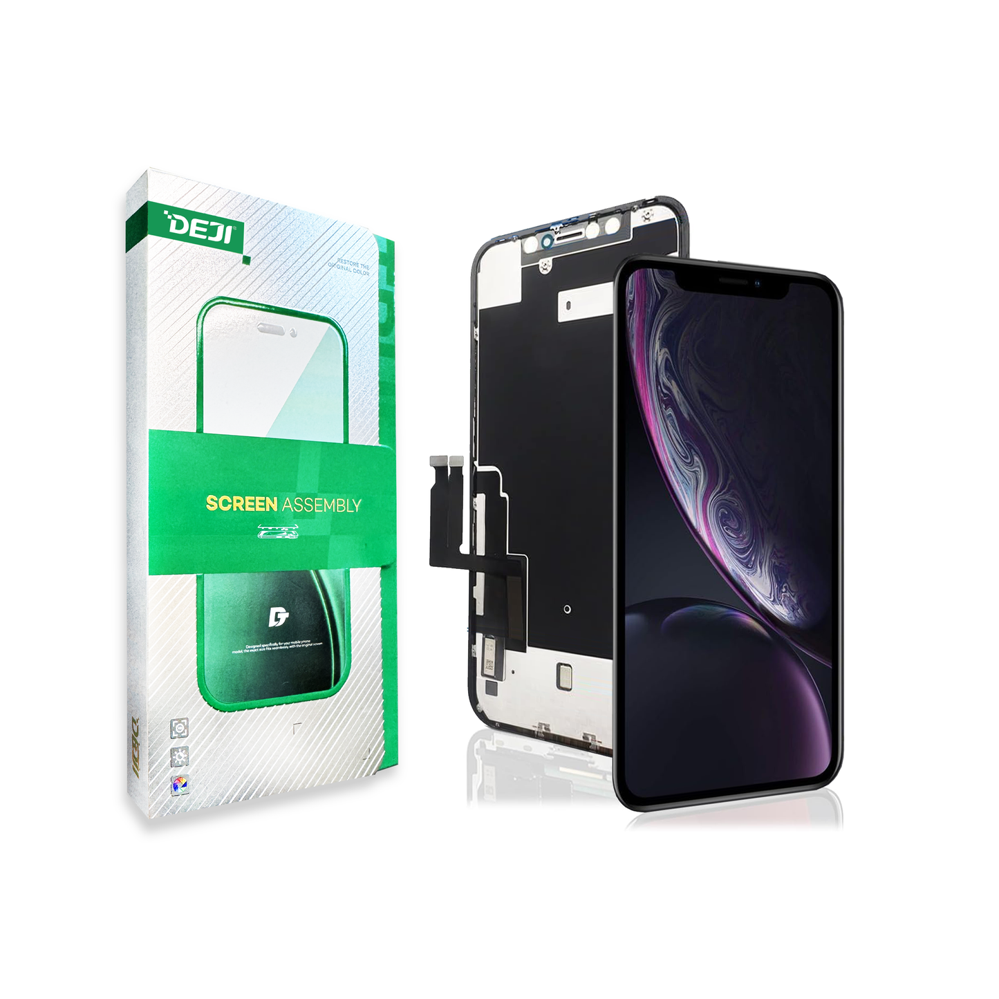 DEJI iPhone XR LCD Screen Replacement 6.1" – Full Display Assembly with Frame, Touch Screen Digitizer for A1984, A2105, A2106, A2108