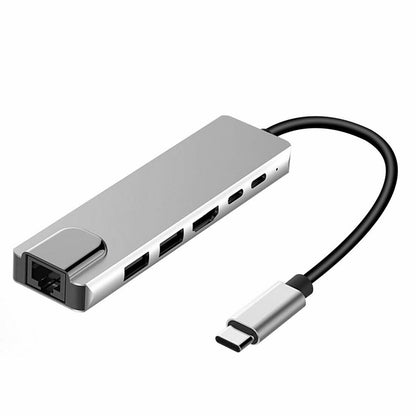 6 in 1 USB Type-C Hub Multi USB 3.0 4K HDMI RJ45 Ethernet Adapter For Laptop