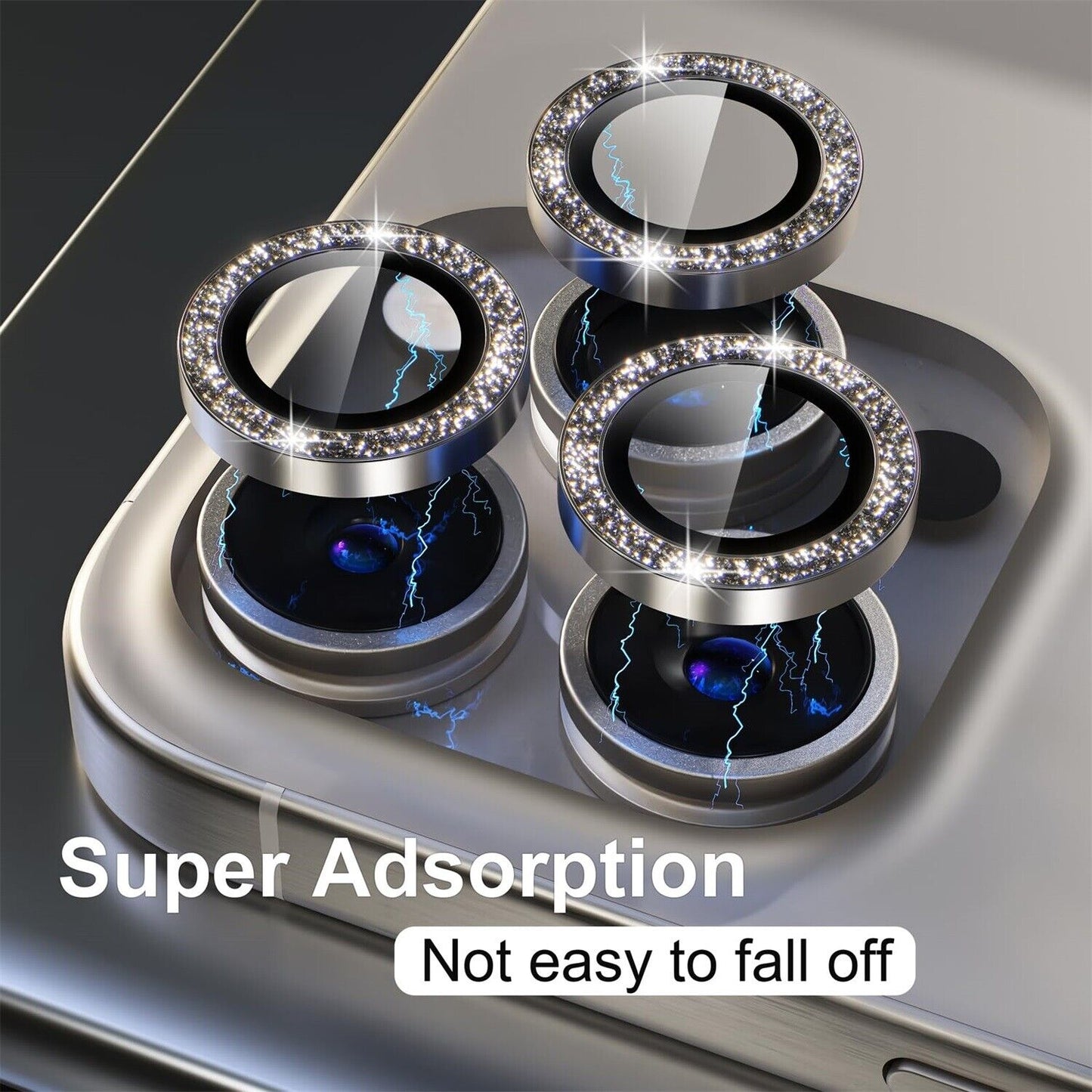 For iPhone Metal Camera Len Glitter Cover Glass Protector Bling