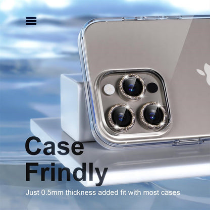 For iPhone Metal Camera Len Glitter Cover Glass Protector Bling