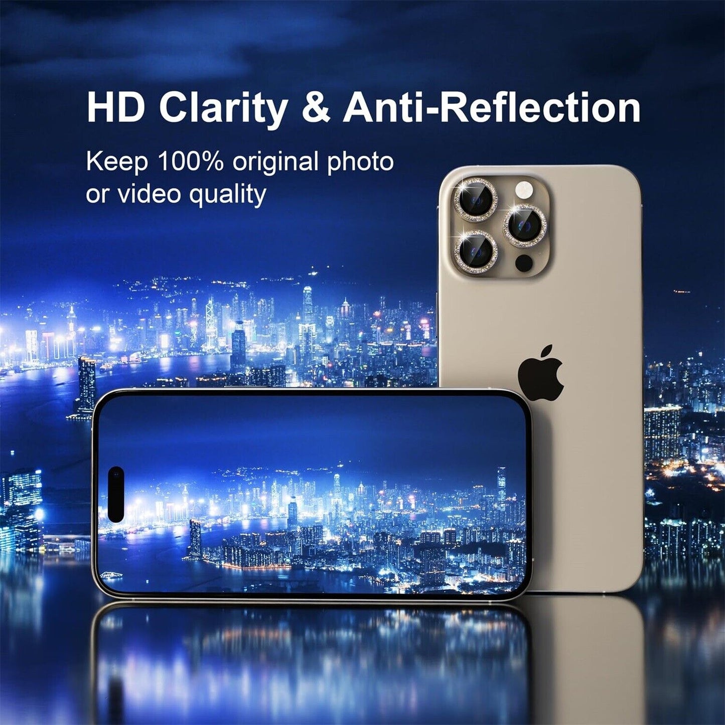 For iPhone Metal Camera Len Glitter Cover Glass Protector Bling